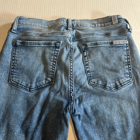 7FAM the Ankle Skinny blue jeans faded look w multiple pockets stretchy fabric - Picture 6 of 11